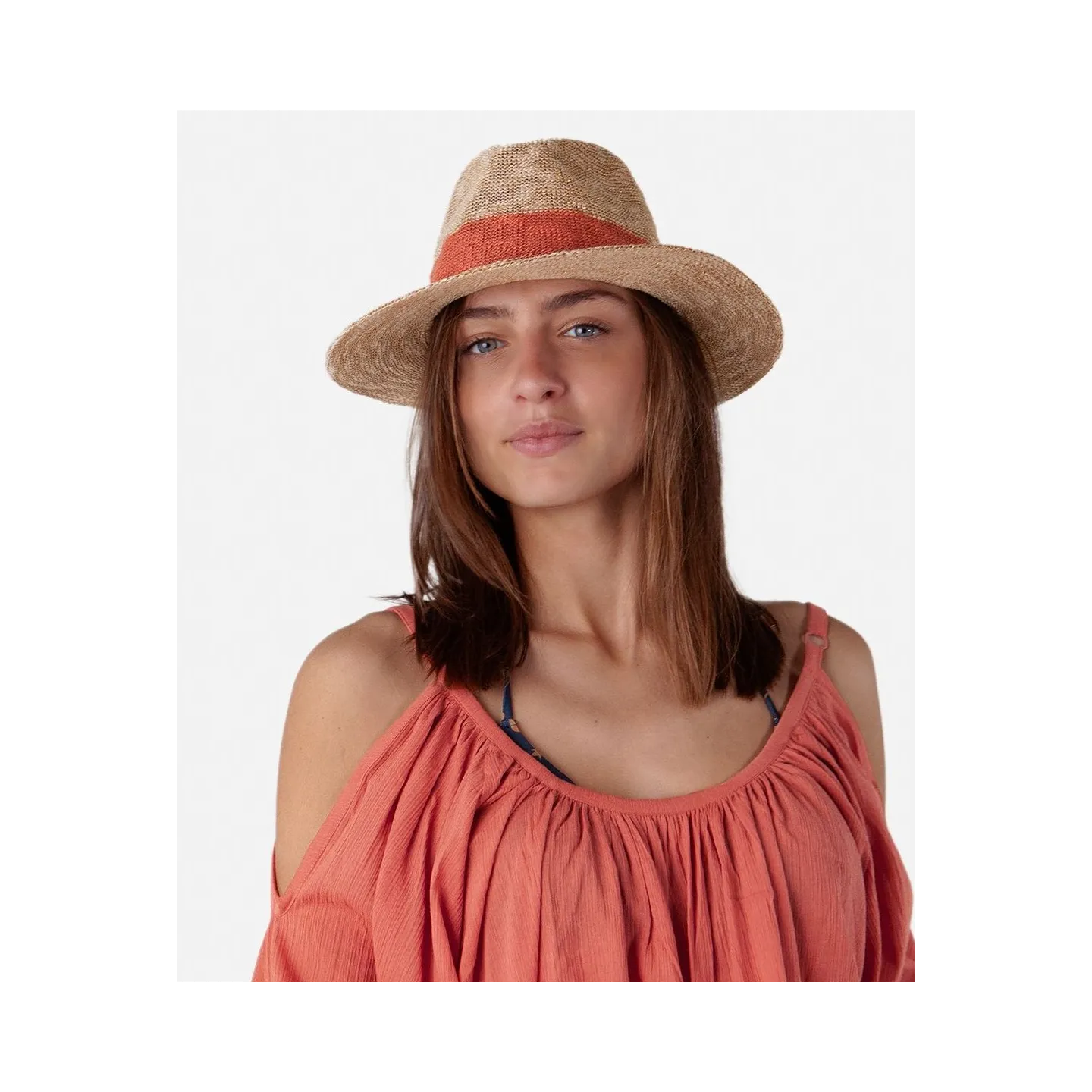 Fedora Ponui Beige Glitter & Coral Hat - Barts