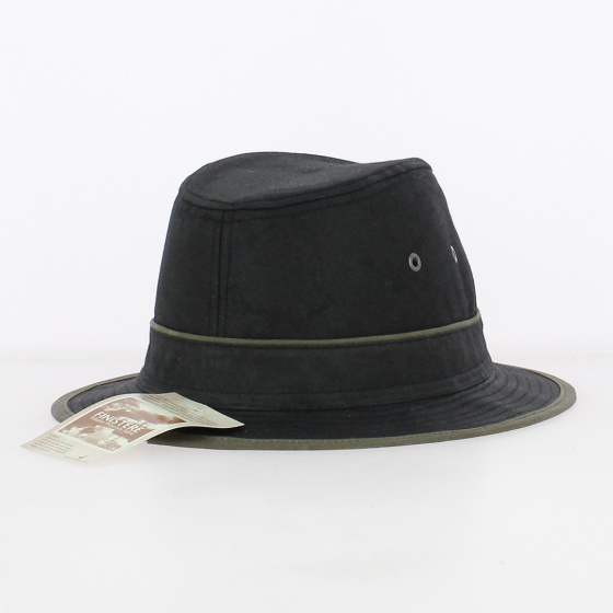 Black Waxed Cotton Adventurer Hat - Flechet