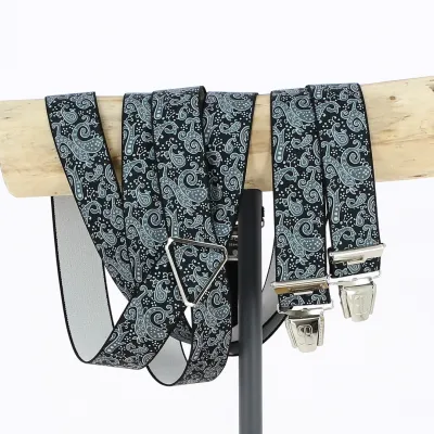 Bretelles Fantaisie Arabesque Noir et Grise Grande Taille