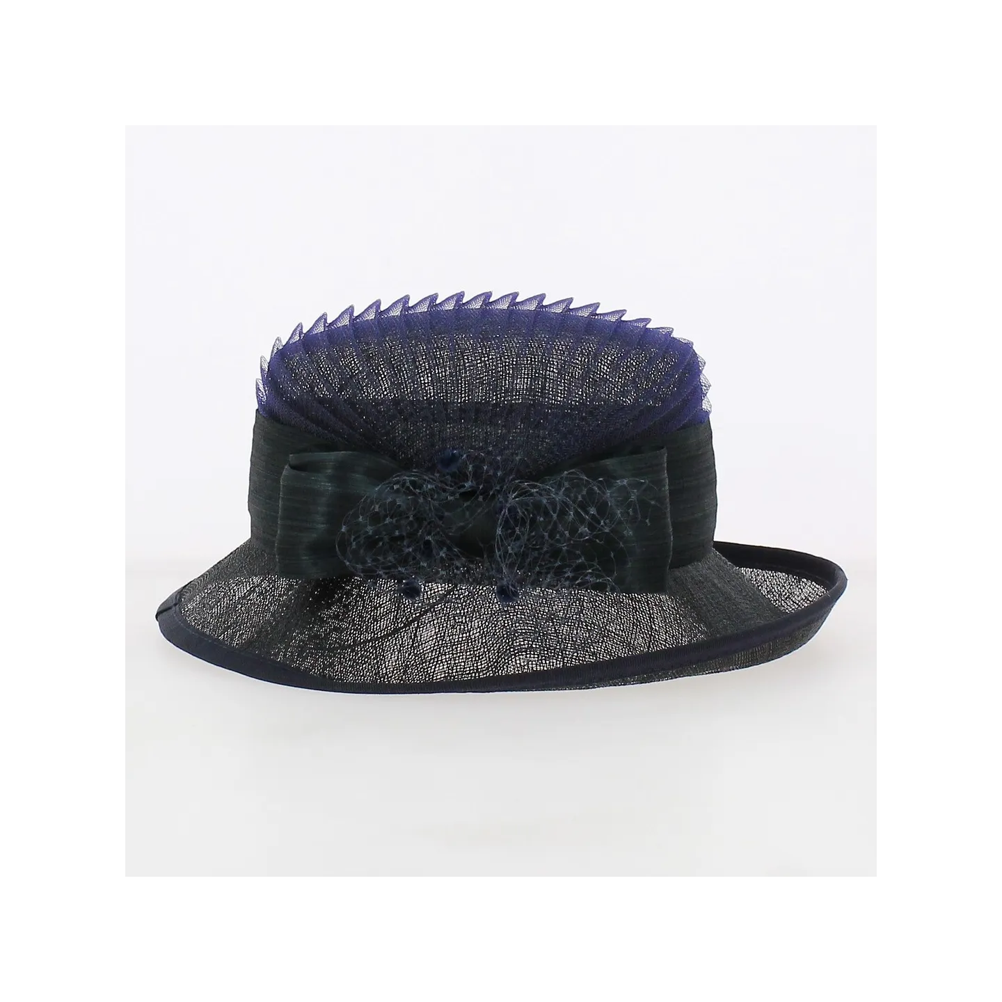 Isa Navy Straw Ceremonial Hat - Traclet Reference: 16240 | Traclet Millinery