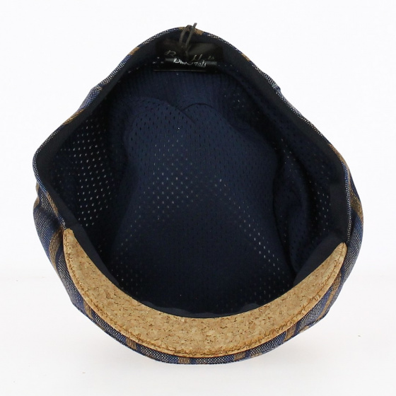 Blue and brown striped flat cap - Traclet Blue and brown striped flat cap - Traclet