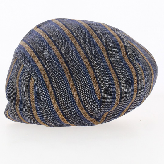 Casquette plate rayées Bleue et marron - Traclet