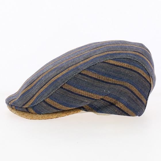 Casquette plate rayées Bleue et marron - Traclet