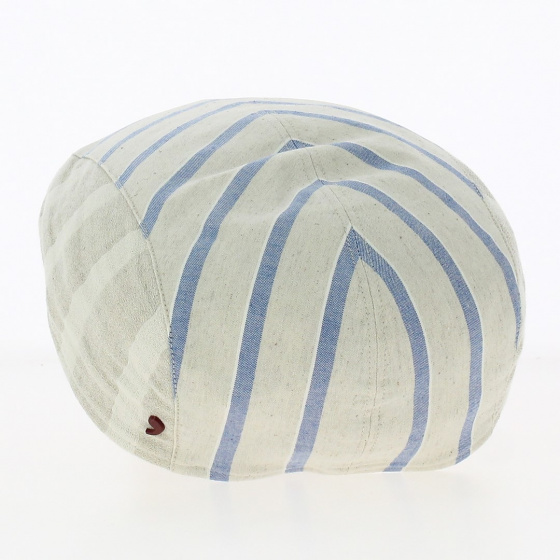 Beige domed cap with blue stripes - Alfonso d'Este