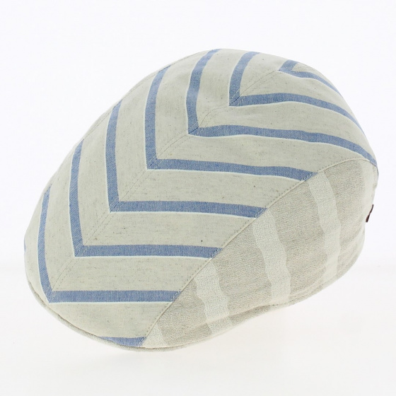 Casquette bombée Beige à rayures bleues - Alfonso d'Este Casquette bombée Beige à rayures bleues - Alfonso d'Este