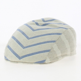 Beige domed cap with blue stripes - Alfonso d'Este