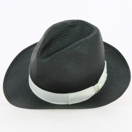 Fedora Black paper straw hat- Borsalino