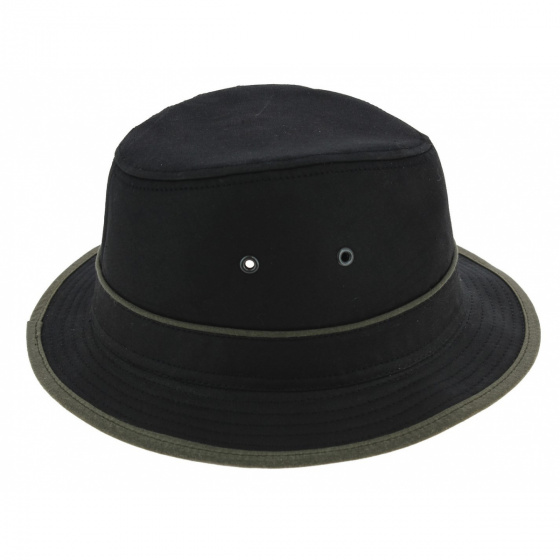 Black Waxed Cotton Adventurer Hat - Flechet