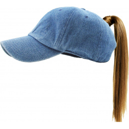 Women's Baseball Cap with Ponytail Opening Jeans - Traclet