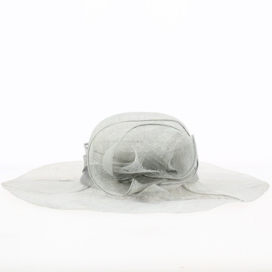 Capeline de Cérémonie Corinne Paille gris clair - Traclet