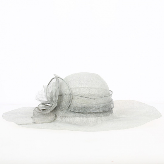 Capeline de Cérémonie Corinne Paille gris clair - Traclet