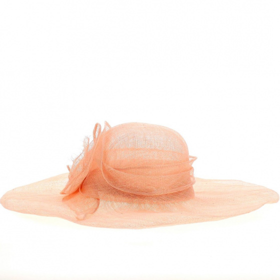 Capeline de Cérémonie Corinne Paille Sisal rose - Traclet