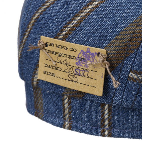 Blue & Brown Linen Flat Driver Cap - Stetson