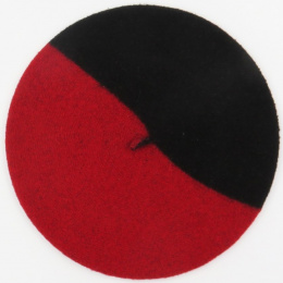Red & Black Wool Duo Beret - The French Beret
