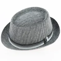 Chapeau Porkpie Chevrons Lin Gris - Traclet