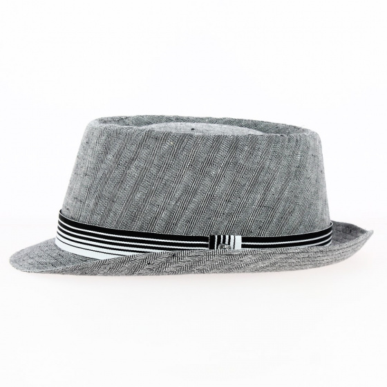 Chapeau Porkpie Chevrons Lin Gris - Traclet Chapeau Porkpie Chevrons Lin Gris - Traclet