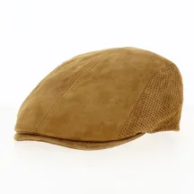 Casquette Plate Lino Cuir Marron - Fléchet