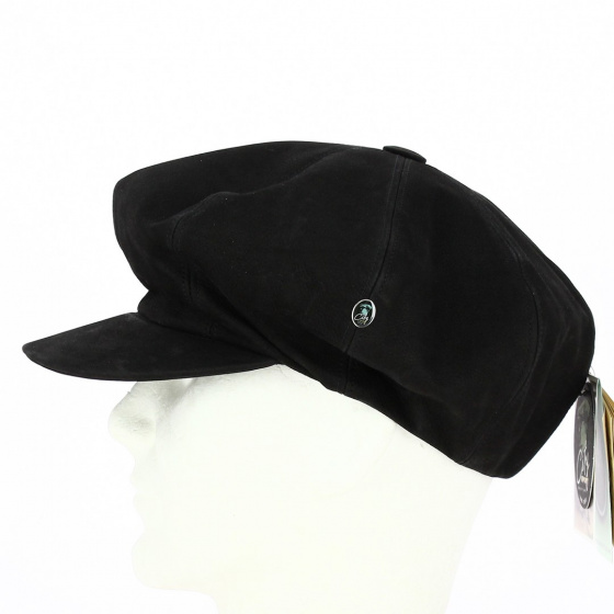 Black Leather Newsboy Cap - City Sport