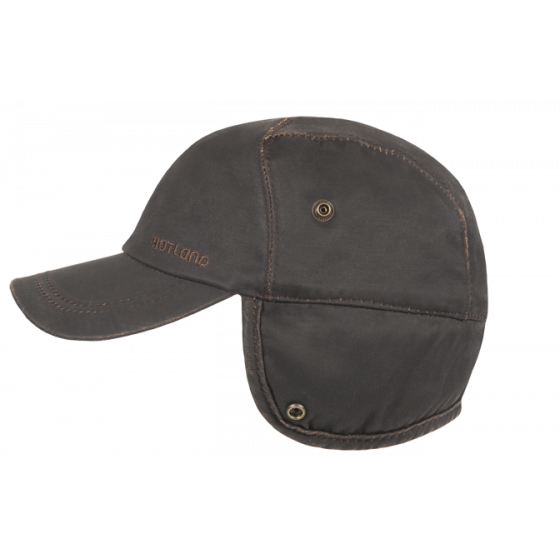 Brown Waxed Cotton Ear Flap Trick Cap - Hatland Brown Waxed Cotton Ear Flap Trick Cap - Hatland