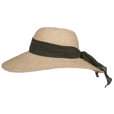 Capeline Ocillia Raphia Biologique Ruban Olive - Hatland  - boutique de chapeau Reference : 17965| Chapellerie Traclet