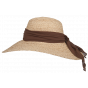 Ocillia Organic Raffia Wide-Brimmed Sun Hat with Brown Ribbon - Hatland