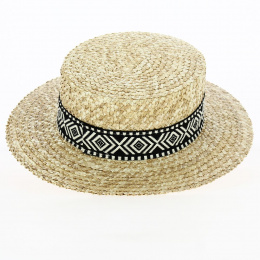 Natural Florentine Aztec Straw Boattier - Fléchet