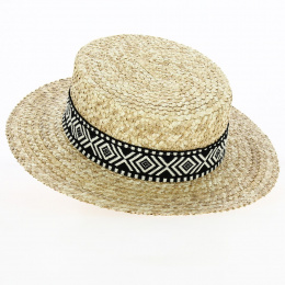 Natural Florentine Aztec Straw Boattier - Fléchet
