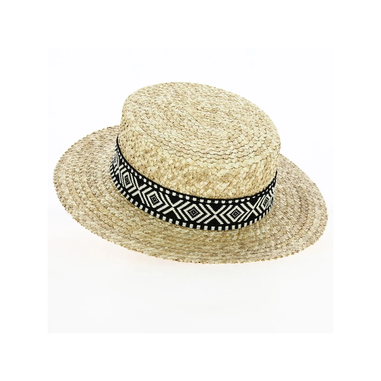 Canotier Paille Naturelle Florentine Aztèque - Fléchet