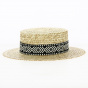 Natural Straw Boater Florentine Aztec - Flechet
