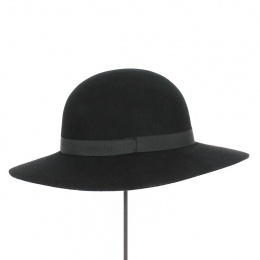 Black Wool Felt Capeline Chouan Hat - Traclet