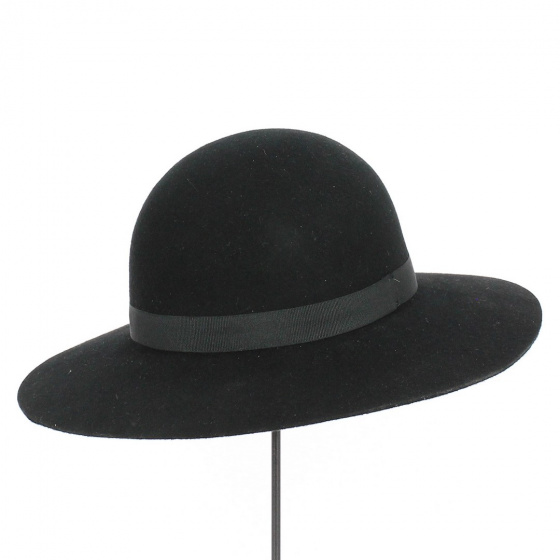 Black Wool Felt Chouan Wide Brim Hat - Traclet Black Wool Felt Chouan Wide Brim Hat - Traclet