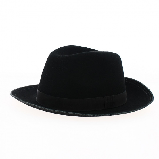 Chapeau Fedora Bepo feutre laine noir - Traclet Chapeau Fedora Bepo feutre laine noir - Traclet