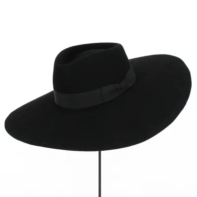 Chapeau Feutre Laine Large Bord Noir - Traclet
