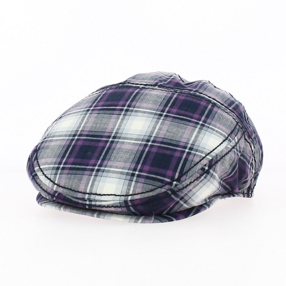 Casquette Plate Violette à carreaux - Keyone