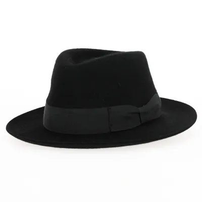Chapeau Fedora feutre laine Noir - Traclet Référence : 14316 | Chapellerie Traclet