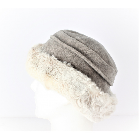 Akilina Faux Fur & Fleece Lined Taupe Beanie - Traclet