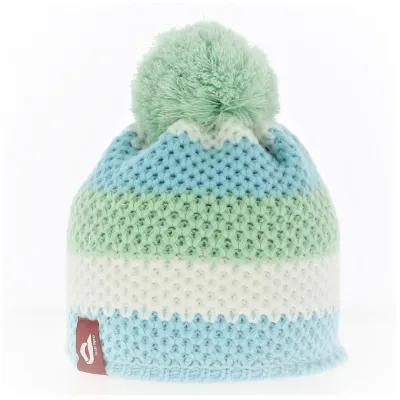 Azure Blue and Water Green Pom-Pom Beanie - LeDrapo Reference: 7413 | Chapellerie Traclet