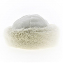 White fleece Marmotte hat & white faux fur - Traclet