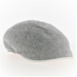 Blue and White Striped Rounded Linen Cap - Traclet