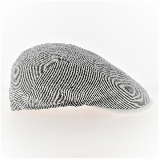 Blue and White Striped Rounded Linen Cap - Traclet