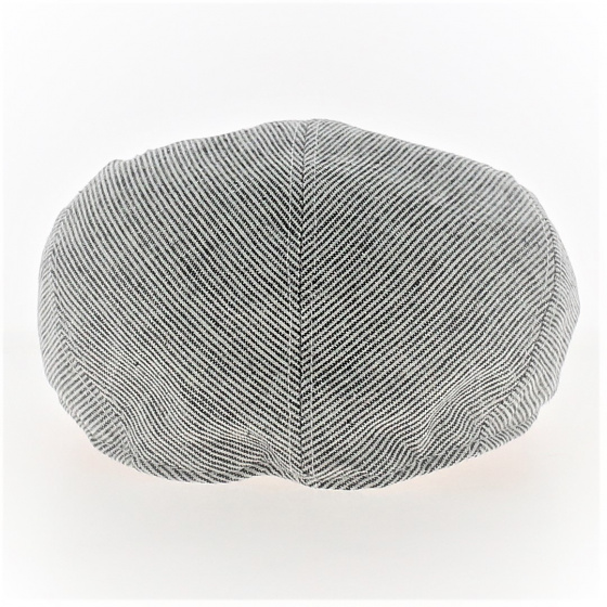 Blue and White Striped Rounded Linen Cap - Traclet