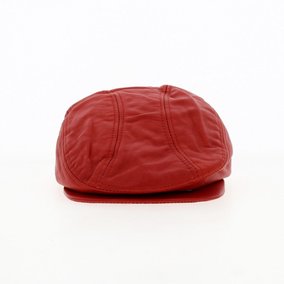 Red Leather Flat Cap - Aussie Apparel