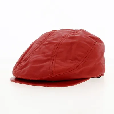 Casquette Plate Cuir Rouge - Aussie Apparel