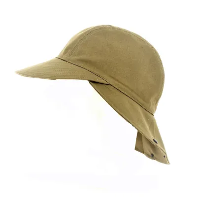 Beige Cotton Baseball Cap with Neck Cover Marly - Crambes Reference: 11346 | Traclet Hat Shop