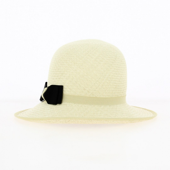 Chapeau cloche Panama Citya Naturel Noeud noir - Traclet