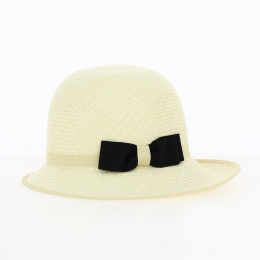 Panama Cloche Hat Citya Natural Black Bow - Traclet