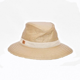 Parisian Medium Brim Linen & Beige Hat - Soway