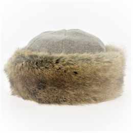 Marmotte hat beige fleece & brown faux fur - Traclet