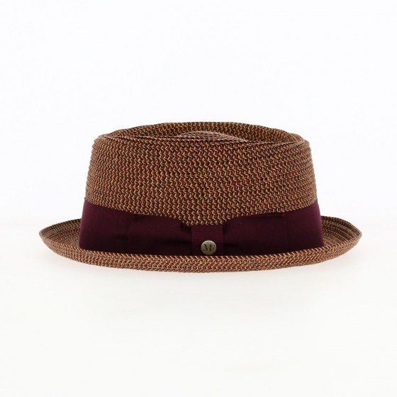 Chapeau Porkpie en Paille Milano Bordeaux - Flechet