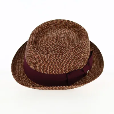 Porkpie Straw Hat Milano Bordeaux - Flechet